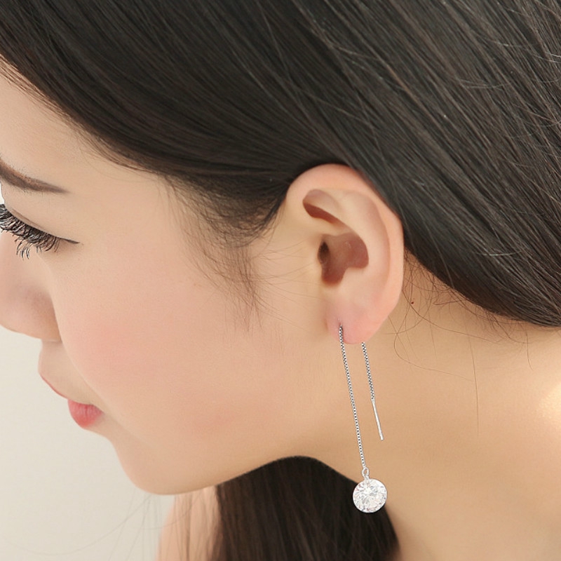 Đôi bông tai mạ bạc 925 đính đá thời trang cho nữ
