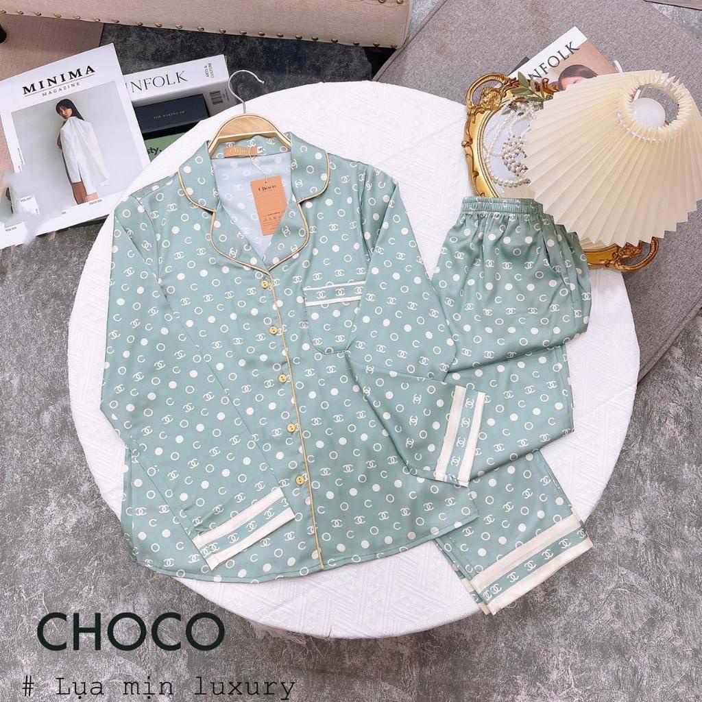 Bộ Pijama Dài Tay- Bộ Mặc Sau Sinh Ở Cữ - Đồ Nữ Mặc Nhà  cao cấp chất lụa mịn Choco Pijamas (Hàng Loại 1)