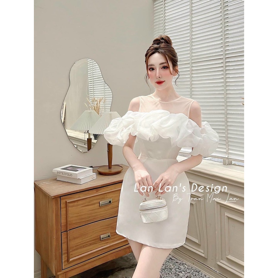 [Miễn Phí Ship 50K-GIAN HÀNG CHÍNH HÃNG] Đầm nữ thời trang mặc đi tiệc, Đầm nữ umi phối voan có mút có lót quần đi tiệc