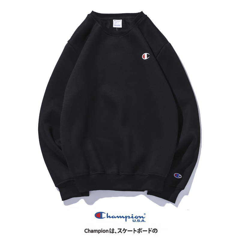 Áo Sweater Cotton Phối Nhung Thêu Chữ Champion Cá Tính Cho Nam Nữ