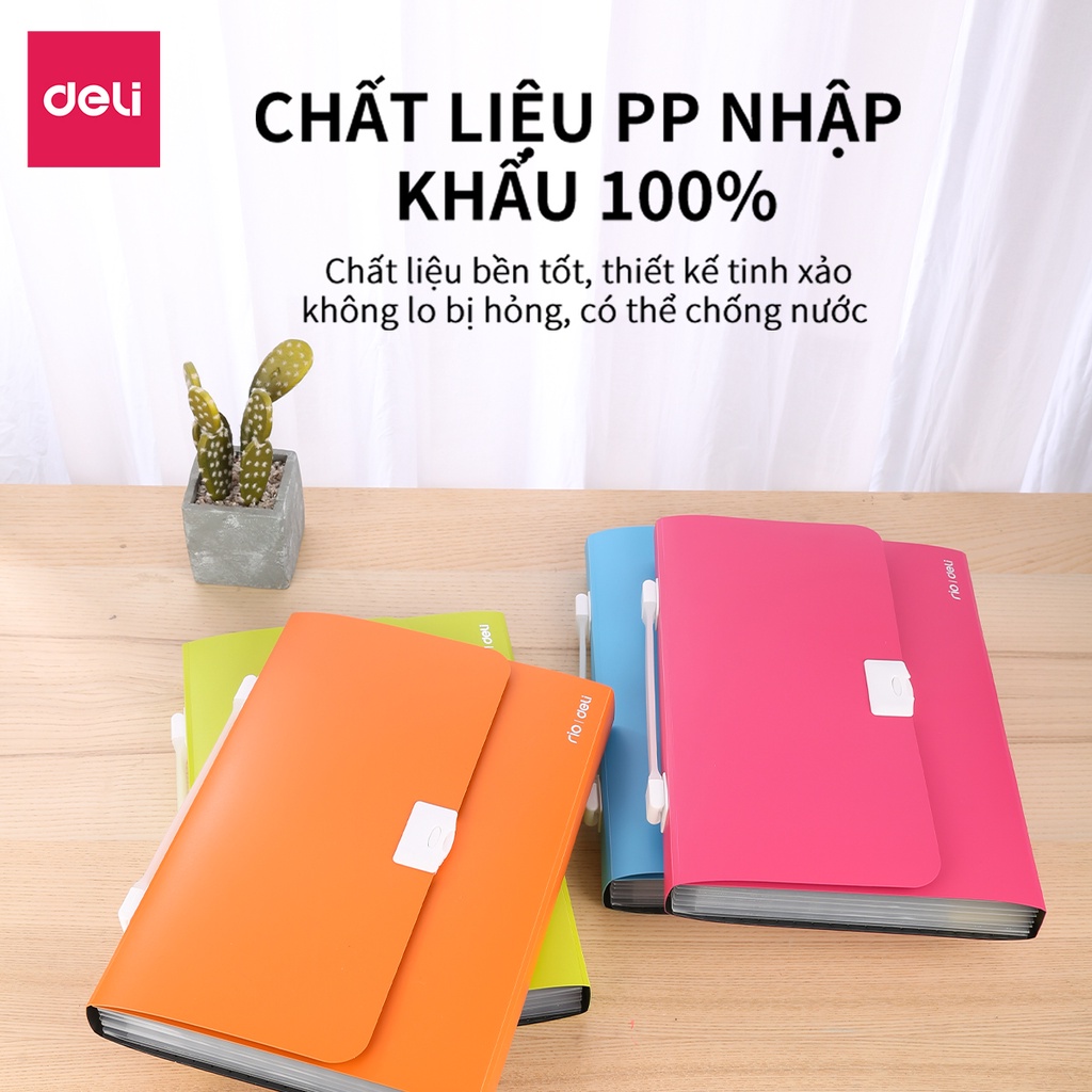 [LIFEMC02BPABAU -10% đơn 250K] Cặp A4 Nhựa 6 Ngăn Phân Trang Deli - 38125