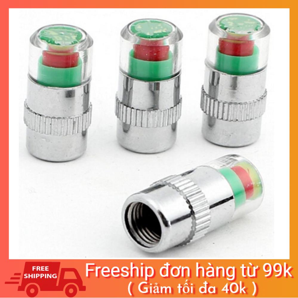 [SALE NGÀY CUỐI] Bộ 4 nút gắn van hơi lốp xe cảnh báo áp suất lốp xe hơi hàng chuẩn