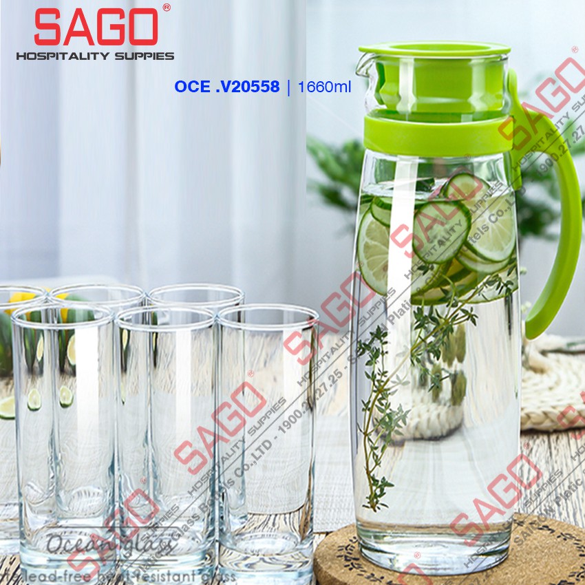 Bình Nước Thủy Tinh Ocean Divano Pitcher 1660ml | Tùy Chọn Màu , Nhập Khẩu Thái Lan