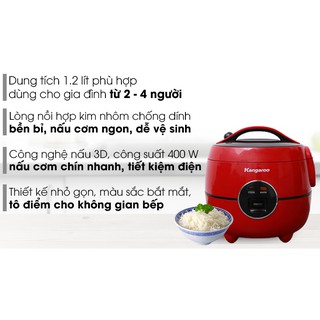 Nồi cơm điện Kangaroo 1.2 lít KG822 đỏ