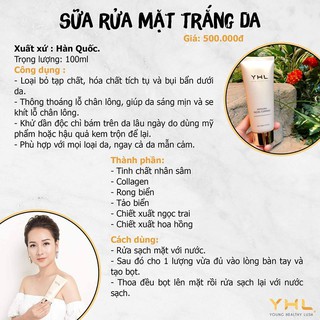 SỮA RỬA MẶT TRẮNG DA YHL