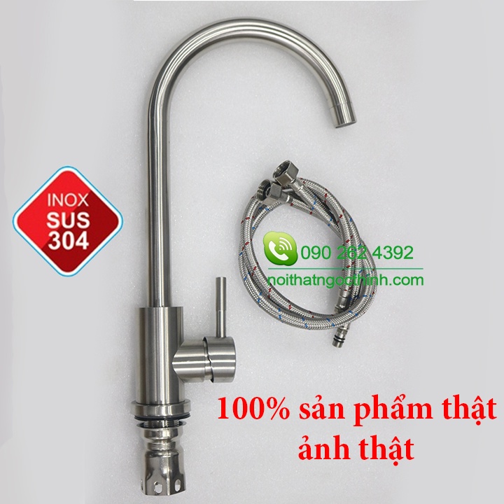 Vòi rửa chén Nóng Lạnh inox sus304 Sentano STN403 kiểu tròn XOAY 360 tiện lợi - TẶNG kèm cặp dây cấp inox