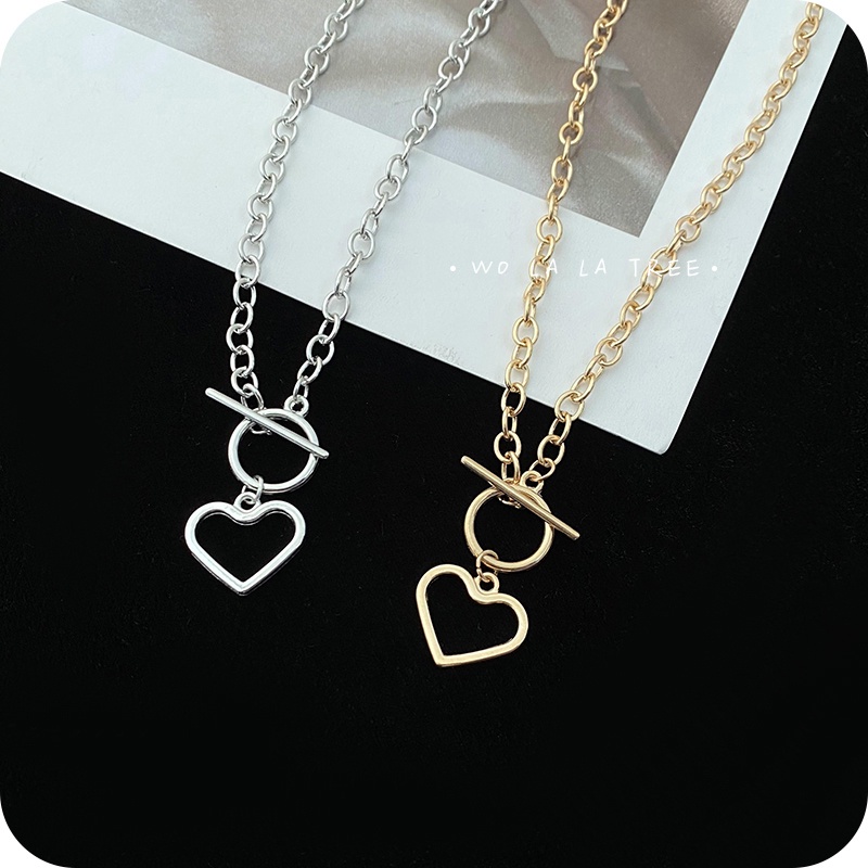 Dây Chuyền Xi Bạc Mặt Trái Tim Phong Cách Cổ Điển Hàn Quốc Cho Nữ