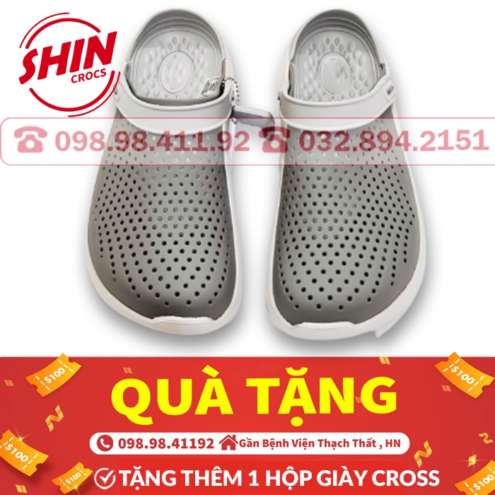 Giày dép Cross quai ngang họa tiết xám nhạt fulll tặng thêm 1 hộp dép cross