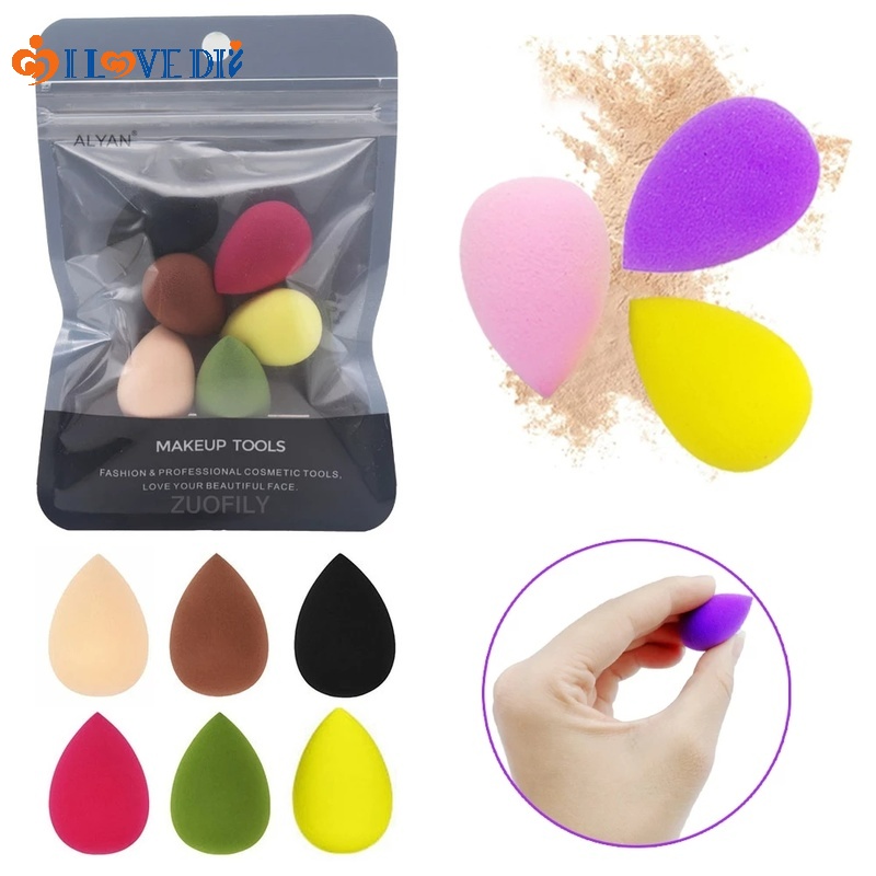 Set 6 Mút Tán Kem Che Khuyết Điểm Mini Mềm Mịn Tự Nhiên Không latex Hình Quả Trứng