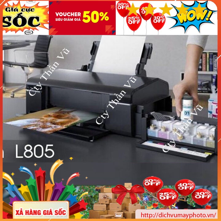 Máy in màu Epson L805 chính hãng mới 100% in 6 màu mực bền đẹp có tính năng in wifi không dây INECO