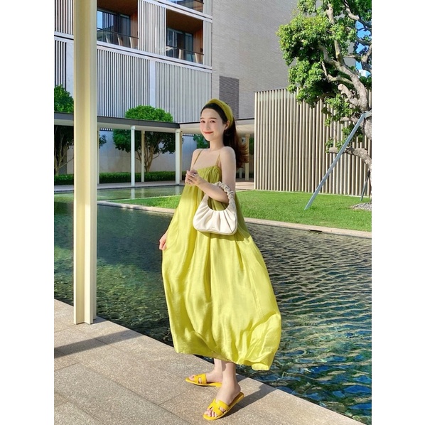 [Ảnh thật] Váy 2 dây xanh cốm