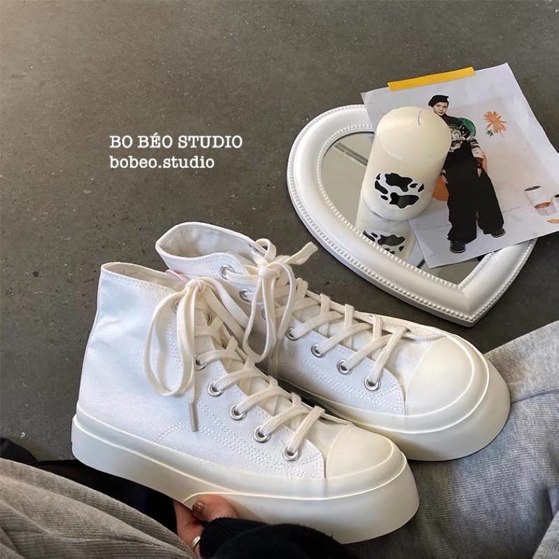 (HÀNG CÓ SẴN - GIAO NGAY) RETRO CANVAS SHOES - GIÀY ULZZANG SNEAER CỔ CAO PHONG CÁCH RETRO 2 MÀU