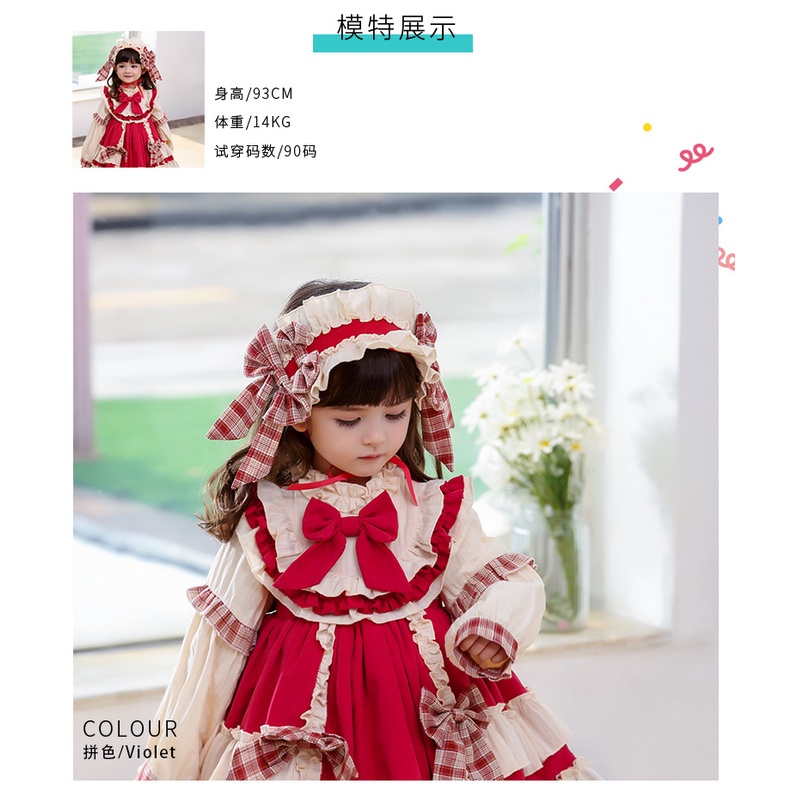 Đầm lolita tay dài/ đầm tay tài có băng đô phong cách thu đông mới cho bé gái