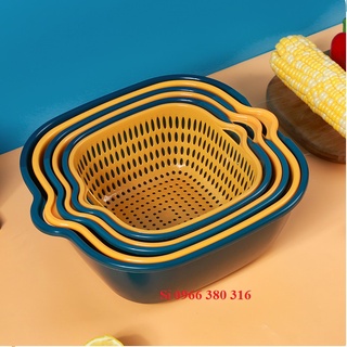 Giá Sỉ Chậu kèm rổ - Set rổ vuông 6 món kèm chậu với 3 kích cỡ chất lượng cao cấp