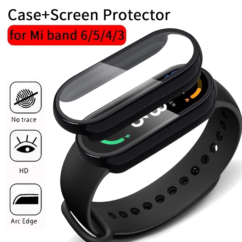 Ốp Điện Thoại PC Cứng + Kính Cường Lực Chống Trầy Xước Bảo Vệ Màn Hình Cho Xiaomi miband mi band 6 5 4 3 7 8