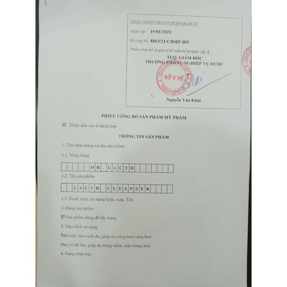 Sữa Rửa Mặt Bạc Hà Dr.Lacir - Lacir Cleanser 024 | BigBuy360 - bigbuy360.vn