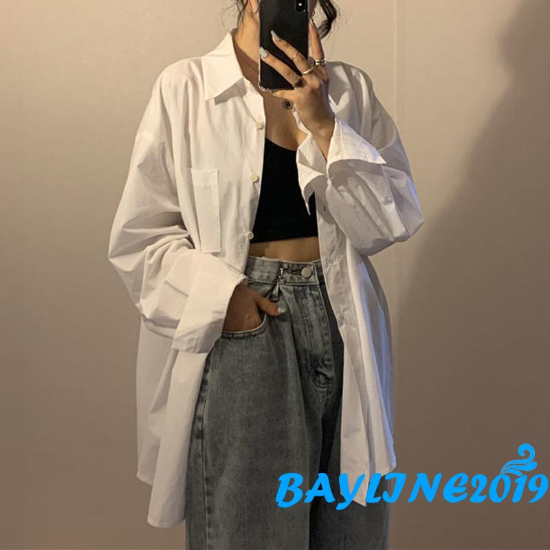 Áo Sơ Mi Tay Dài Màu Sắc Thanh Lịch Cho Nữ