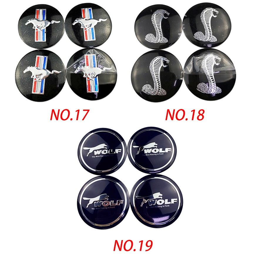 Bộ 4 Miếng Dán Kim Loại 56mm Trang Trí Nắp Trục Bánh Xe Hơi ford escort fiesta focus mustang shelby wolf chip rs st