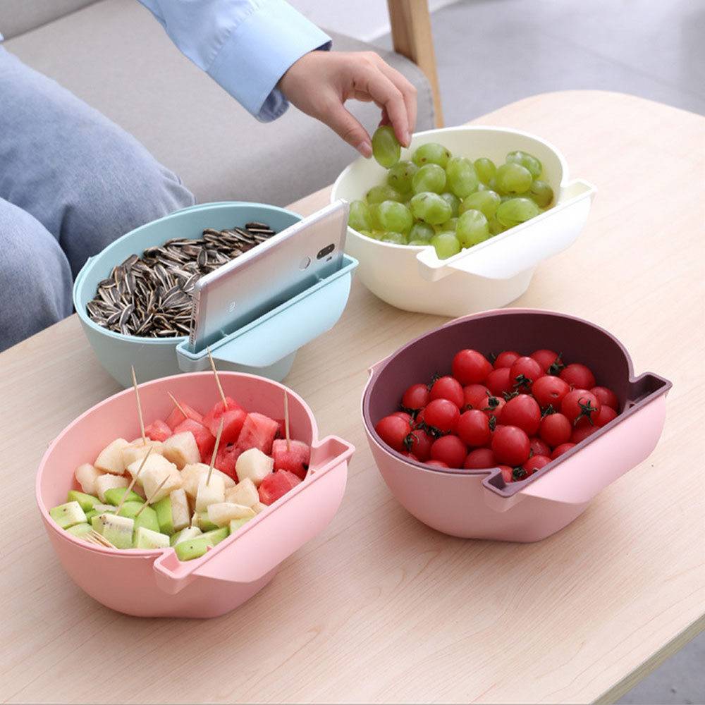 Rổ Nhựa Đựng Trái Cây / Điện Thoại Hai Lớp Ráo Nước Sáng Tạo