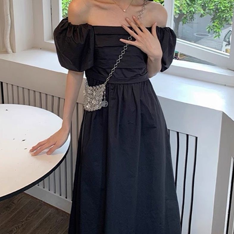 Đầm Chữ A Tay Phồng Thời Trang Hàn Quốc Cổ Điển