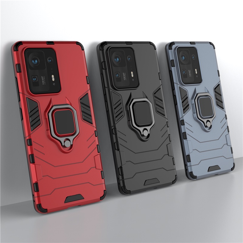 Ốp Điện Thoại Kiểu Giáp Iron Man Kèm Giá Đỡ Nhẫn Từ Tính Sang Trọng Cho Xiaomi Mi Mix 4 2s 2 Max 3 2 Mi Play