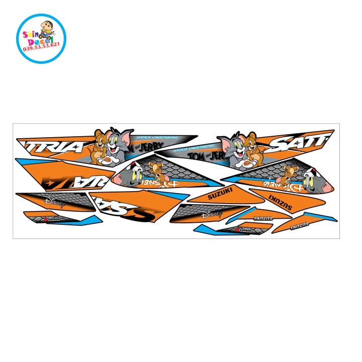 [SHIN DECAL] Tem xe satria fi hoạt hình tom & jerry