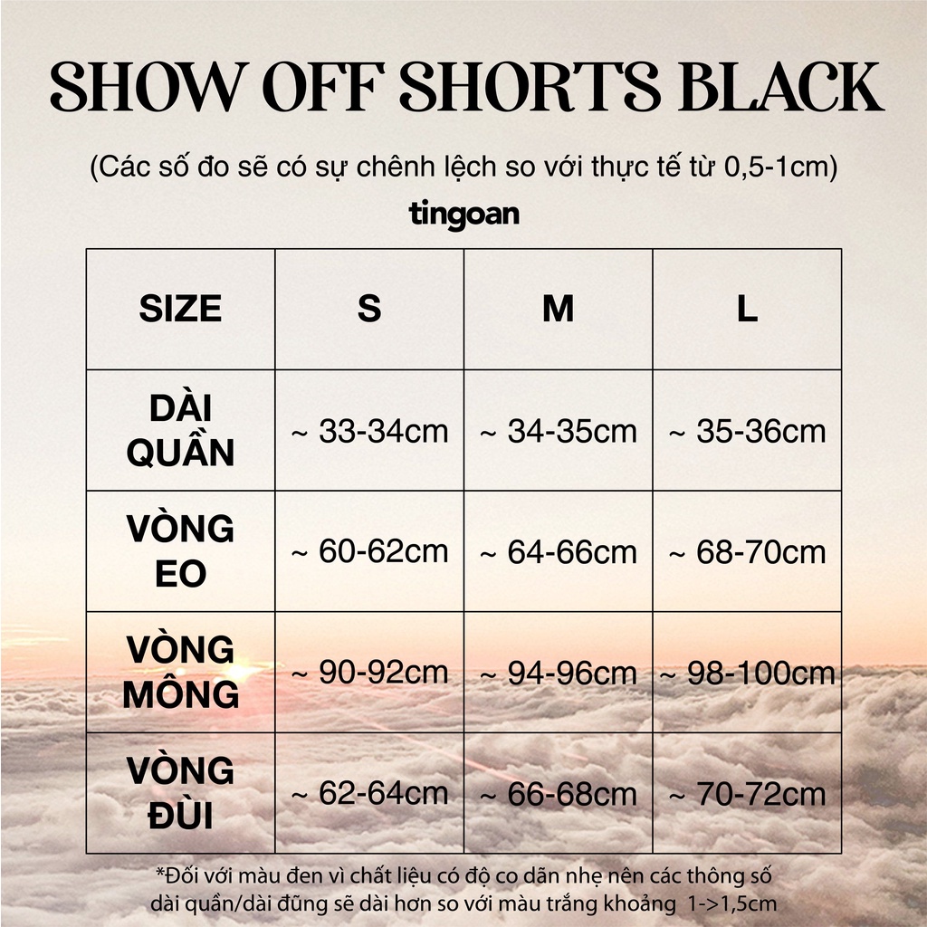 Quần short đen xuông fit cạp cao khóa lưng đen tingoan SG SHOW OFF SHORT/BL [ Vải mới nhất T11/2021 ]
