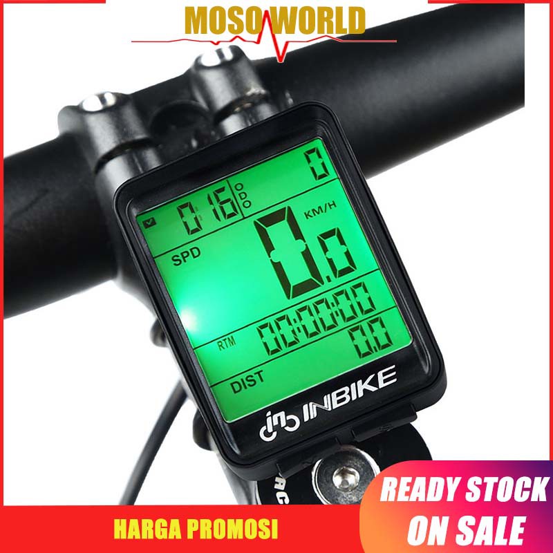Đồng hồ đo vận tốc bấm giờ không dây INBIKE có đai cố định gắn xe đạp leo núi màn hình LED kỹ thuật số kháng nước