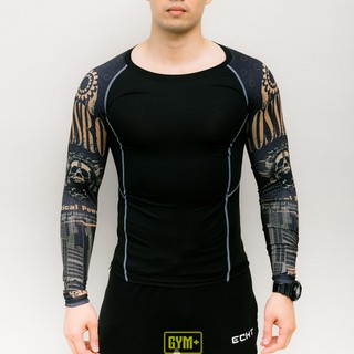 ÁO TẬP GYM DÀI TAY NAM - HỌA TIẾT NÂU