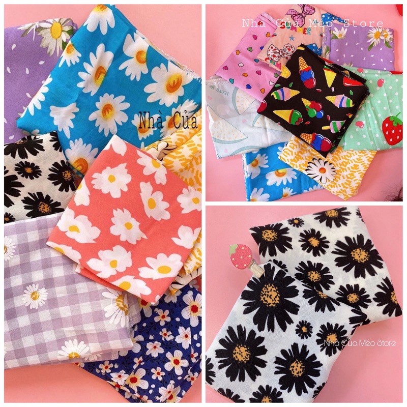 Khăn Vuông Bandana thời trang họa tiết đơn giản nhiều màu tùy chọn [Nhà Của Méo Store]