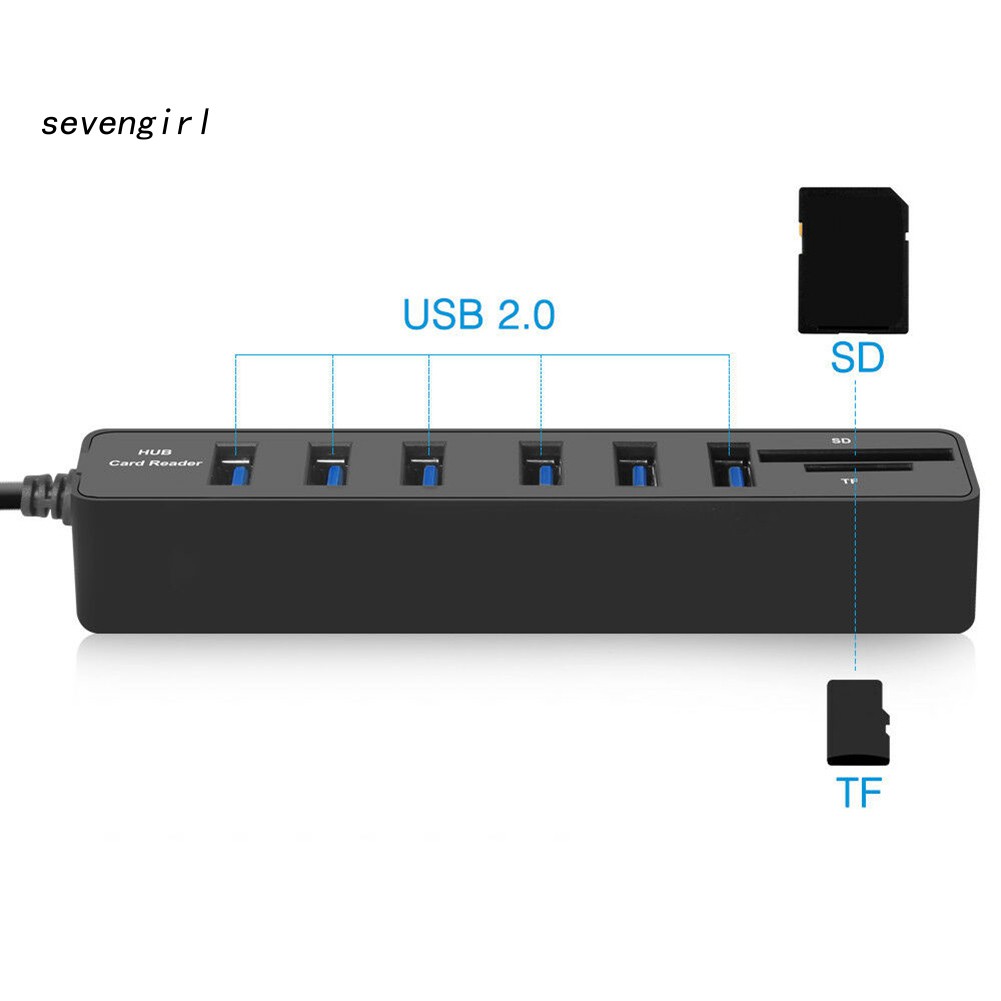 Đầu Đọc Thẻ Nhớ 6 Cổng Usb 2.0 Sd / Tf Tiện Dụng