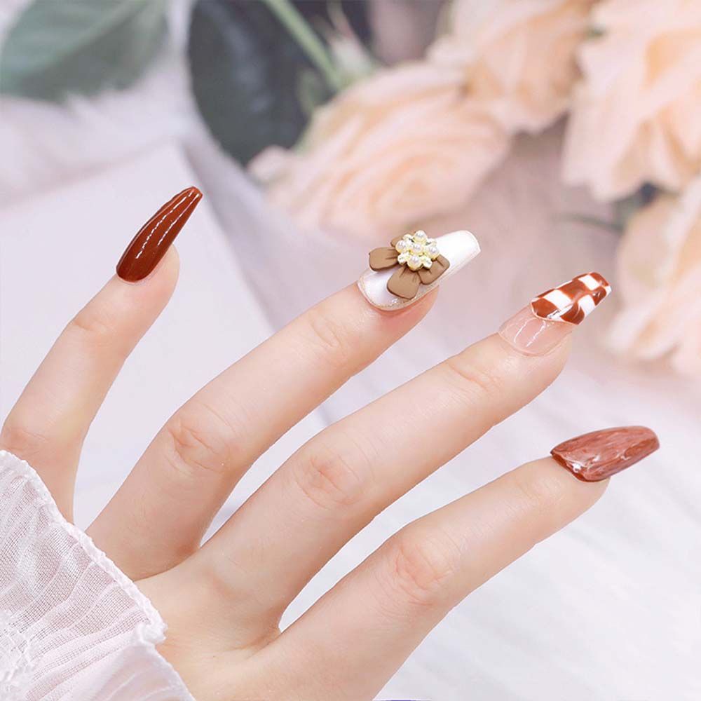 [Hàng mới về] Phụ kiện trang trí móng tay hình nơ/hoa tuyết 3D từ hợp kim đính ngọc trai lấp lánh sang trọng cho nữ DIY