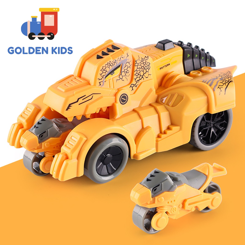 Xe ô tô địa hình khủng long chạy đà quán tính bắn ra mô tô tốc độ cao phát triển trí thông minh cho bé