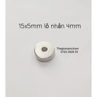 Nam châm vĩnh cửu lỗ tròn 15x5mm lỗ 4mm - Chỉ 12k/v