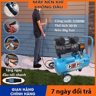 1200w30l máy nén khí không dầu 30l 1200w-2 đầu nạp hơi -nạp khí siêu nhanh - tự động nạp ngắt khí-không gây ồn-phun sơn