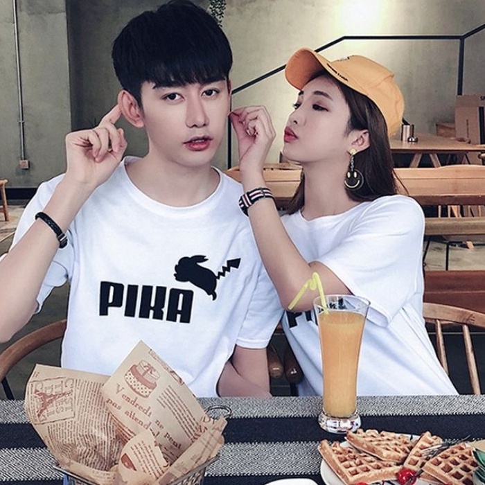Áo Thun Đôi Tình Nhân In Hoạt Hình PIKA DLX