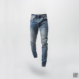 Quần Jean Dài Nam Thêu Túi Sau Xanh Đậm, Chất Vải Denim Cotton Dày Dặn Cao Cấp, INF QJ002526, SOMEHOW