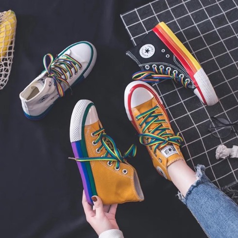 Giày ulzzang cao cổ đế cầu vồng | BigBuy360 - bigbuy360.vn