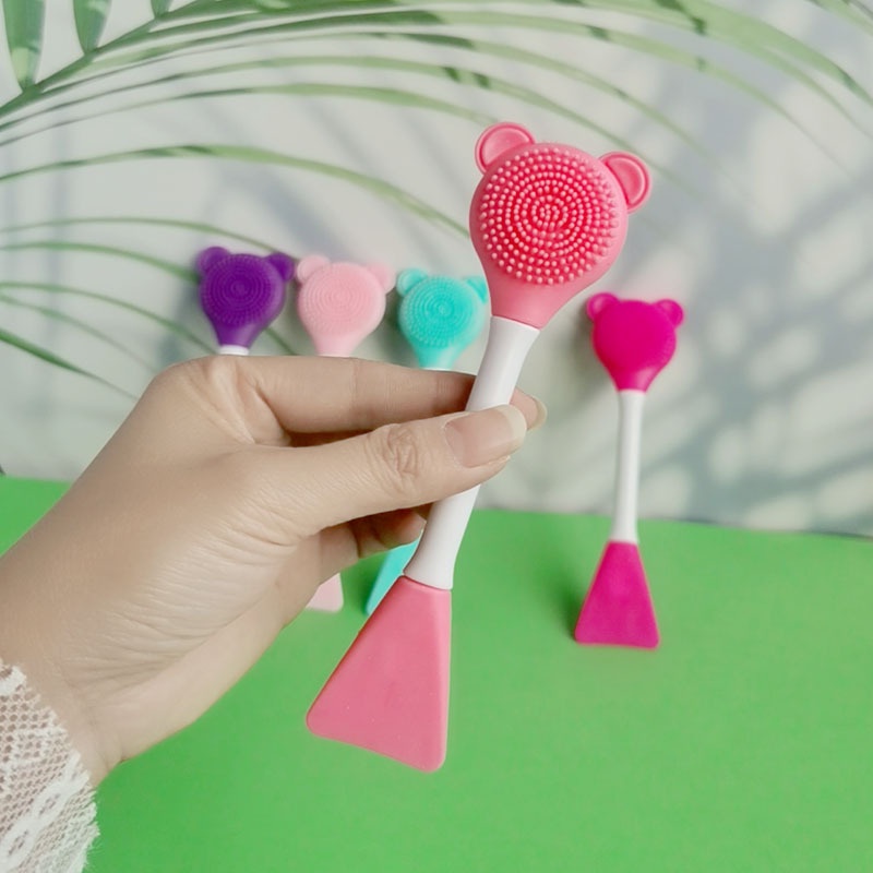 Bàn chải silicon rửa mặt tẩy tế bào chết loại bỏ mụn đầu đen cầm tay, Phết Mặt Nạ Tiện Dụng