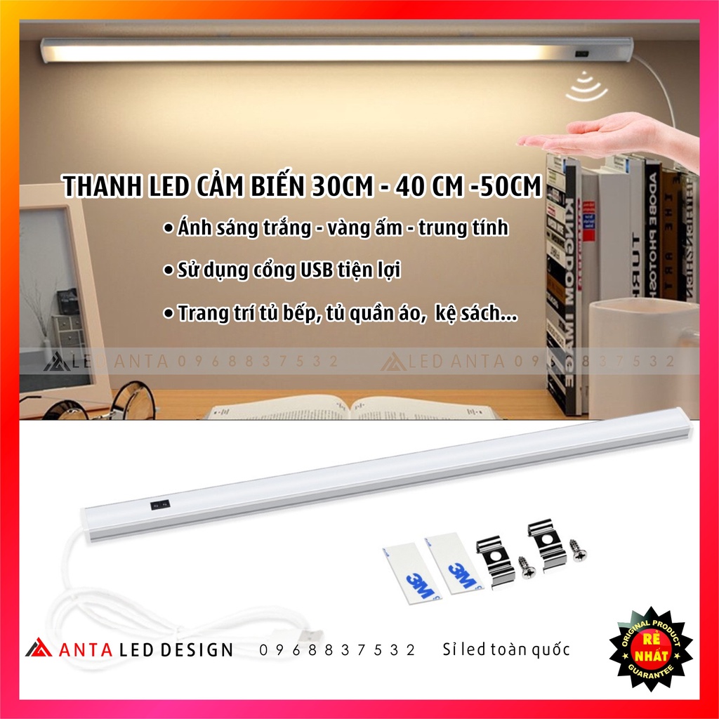 Đèn led cảm biến vẫy tay gắn tường/ tủ kệ/ phòng bếp/ phòng học 30cm, 40cm, 50cm