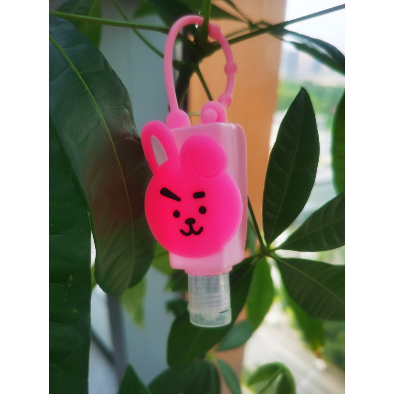 Chai nước rửa tay bằng silicon kháng khuẩn có dây treo hình hoạt hình BTS