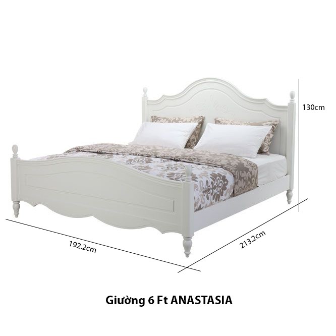 Giường 6 Ft. 183x198cm ANASTASIA Màu Trắng Index Living Mall