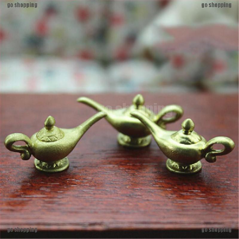 {go shopping}Dollhouse Miniature Mini Gold Teapot Toy Model Kids Gift