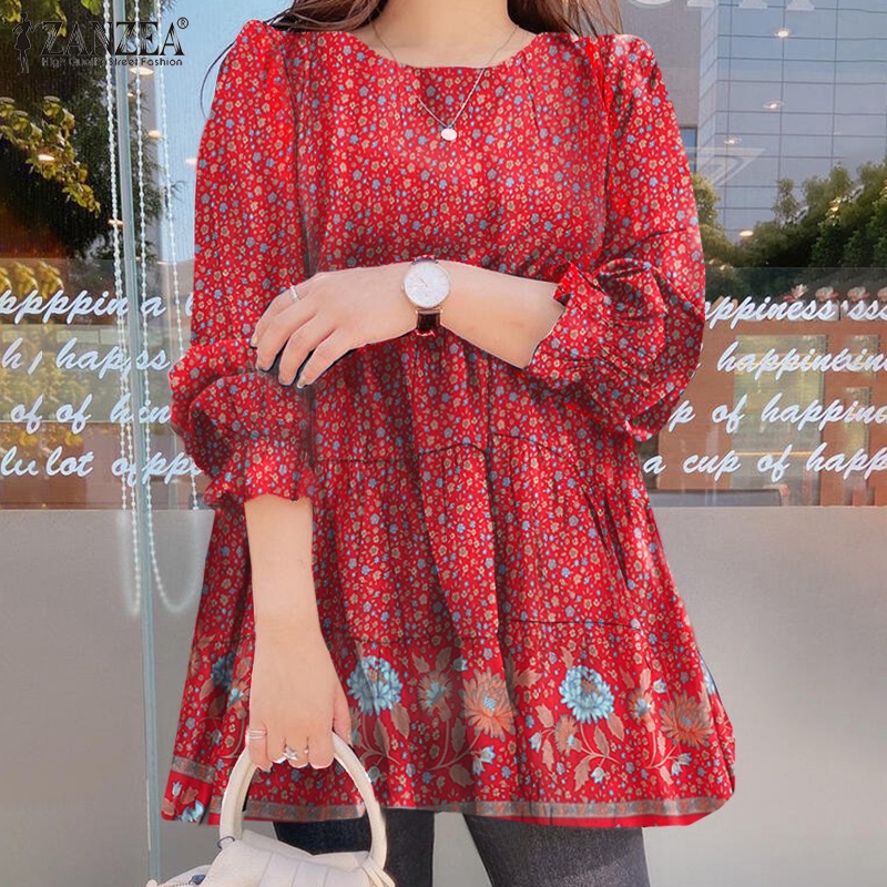 Zanzea Áo Tay Dài Cổ Tròn In Họa Tiết Hoa Dành Cho Nữ