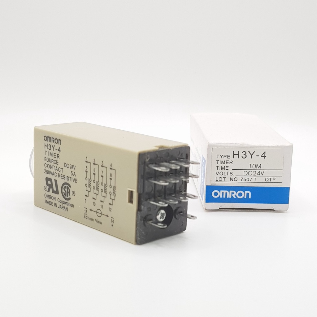 Rơ le 24V 10 Phút, Relay thời Gian Timer Omron H3Y-4 14P 24V, H3Y-4, rơ le thời gian