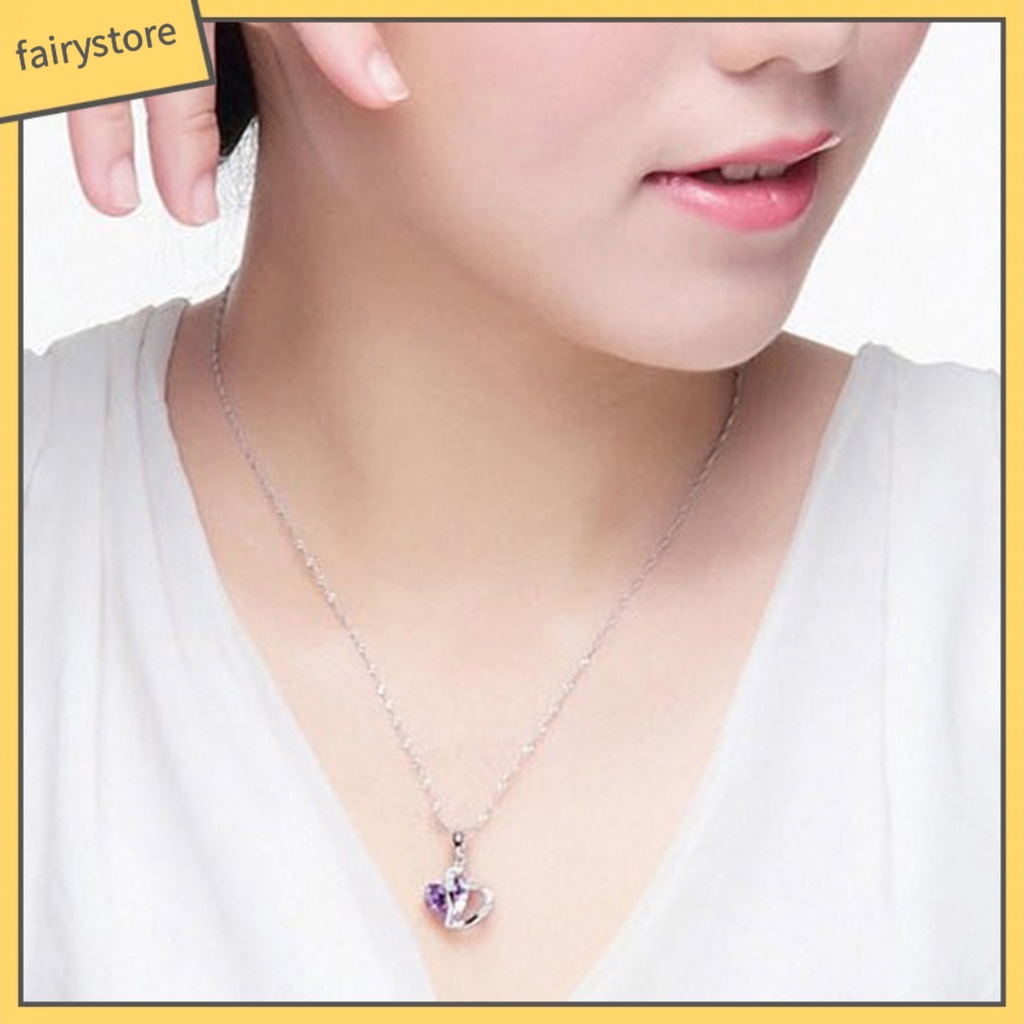 Dây Chuyền Mặt Trái Tim Đính Đá Zircon Thời Trang Cho Nữ