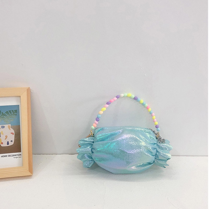 Túi Xách Tay Đeo Chéo Vai Dây Xích Màu Kẹo Đính Ngọc Trai Cho Nữ