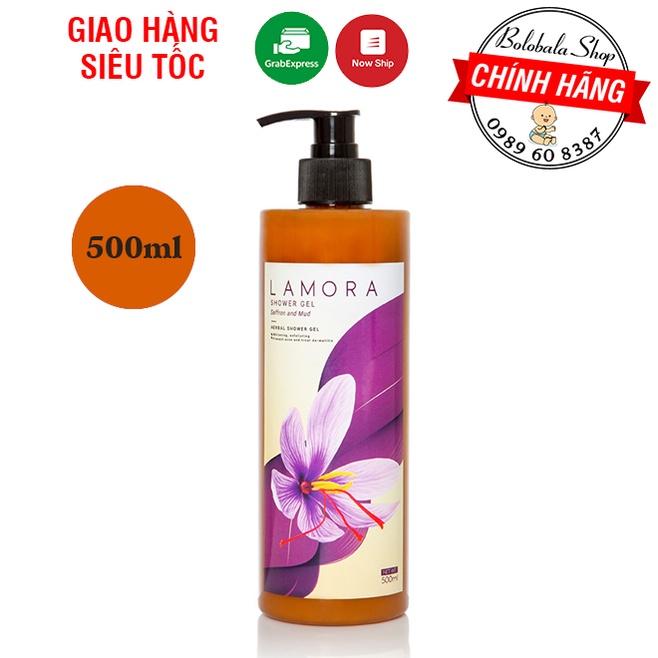 [THANH LÝ] Sữa Tắm Dược Liệu Saffron &amp; Bùn Khoáng LAMORA 500ml