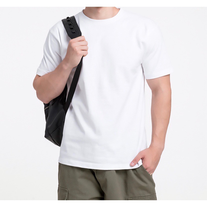Áo Thun 100% Cotton Tay Ngắn Cổ Tròn Trơn Trắng Đen / Có Thể Mặc Lót Trong Cho Nam