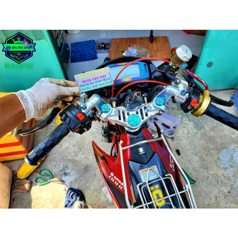 Combo Chảng 3 CNC và Ghi Đông Ya Speed Cho Satria Raider Tặng Full Ốc Lắp Như Zin.NBRacingshop